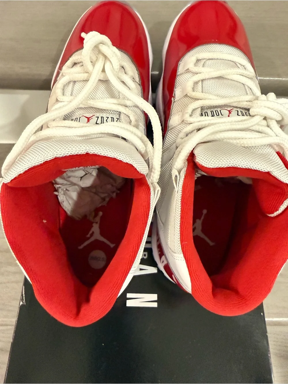 NIKE Men’s Air Jordan Retro 11 White/Red “Cherry”🍒 Patent Leather Sneaker